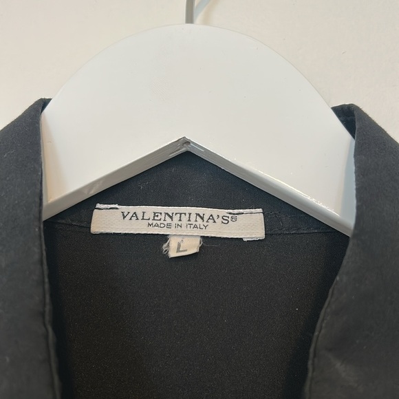 Valentina’s Women’s Italian Black Button Down Top, Large - Picture 7 of 12